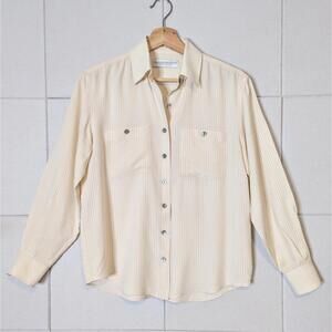 Vintage 90s 100% silk vertical pinstriped button up blouse